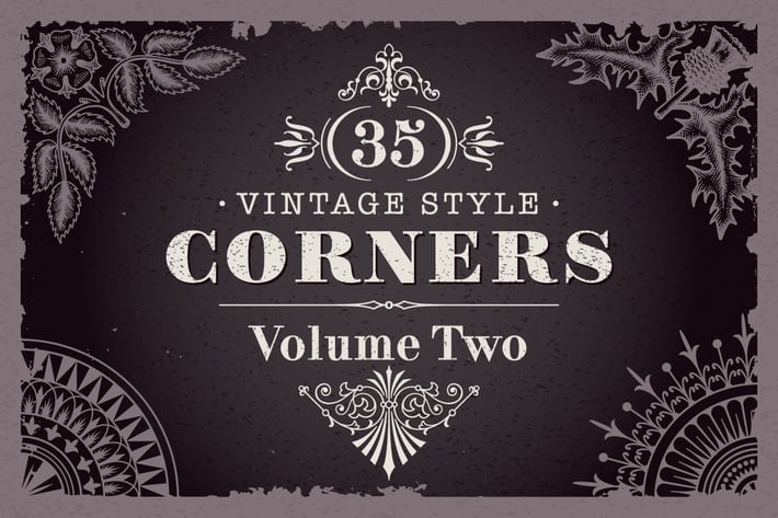 35 Vector Vintage Style Corners Set