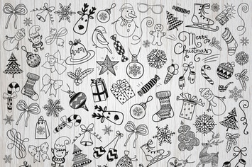 Christmas Doodles. Vector, PNG, SVG