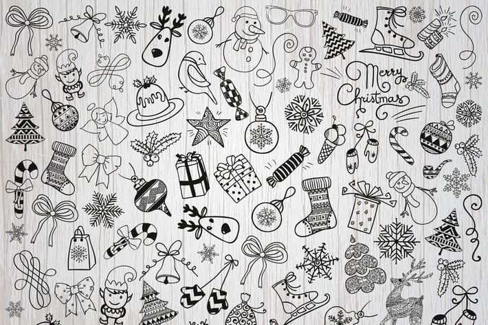 Christmas Doodles. Vector, PNG, SVG