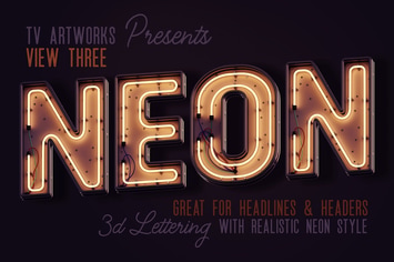 Modern Neon 3D Lettering View 3