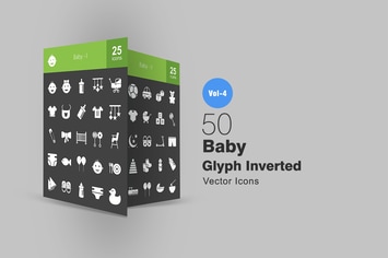 50 Baby Glyph Inverted Icons