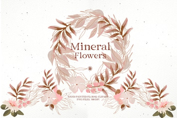 Mineral Flowers - hand painted floral clipart