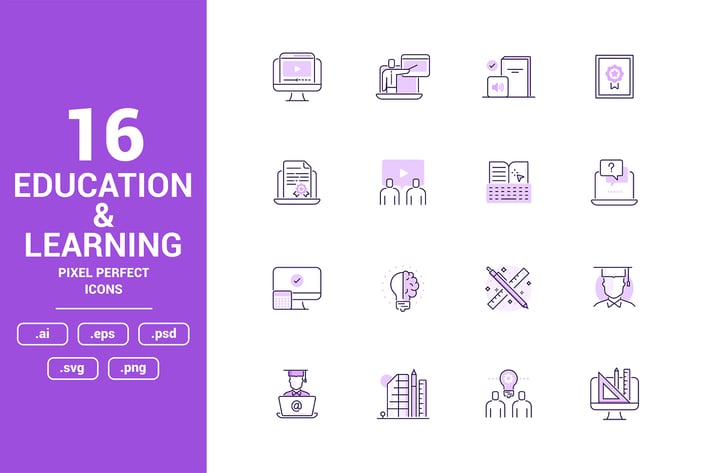 Education and Learning Color Vector Line Icons