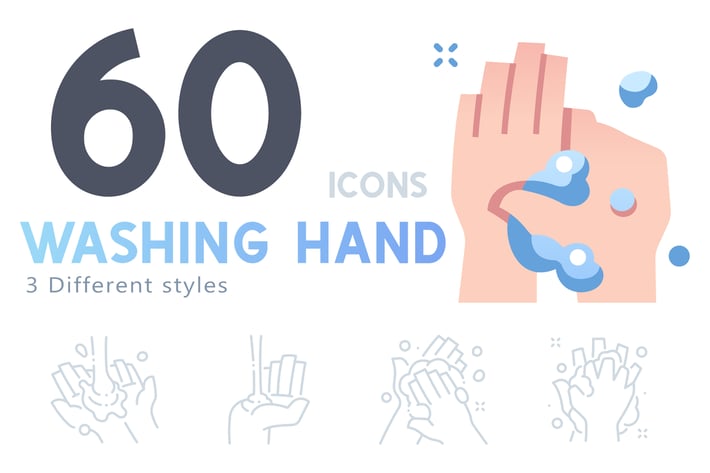 60 Washing hand icon set