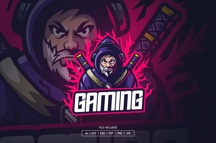 Fighter gaming esport logo template