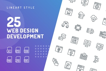 Web Design Development Line Icons