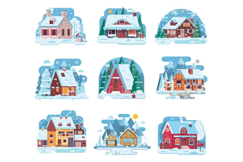 Winter Houses and Cabins Collection