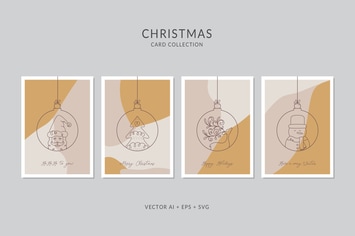 Christmas Greeting Card Vector Set
