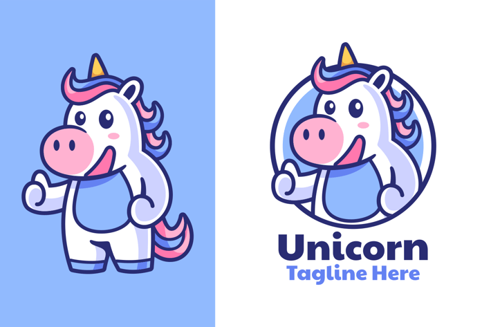 Unicorn Thumbs Up Mascot Logo Design