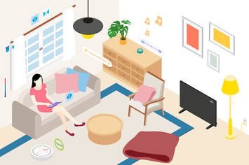 Smart Home Livingroom Isometric Illustration