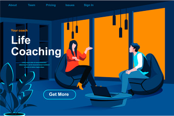 Coaching Isometric Web Page Flat Concept