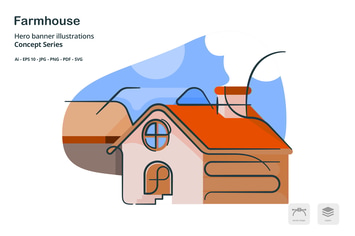 Farm House Real Estate Vector Illustration