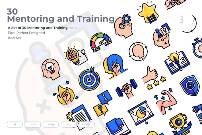 30 Mentoring and Training icons
