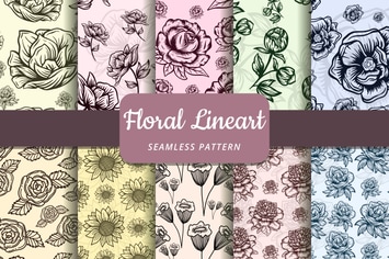 Floral Lineart Seamless Pattern