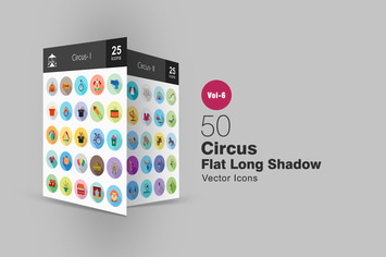 50 Circus Flat Shadowed Icons