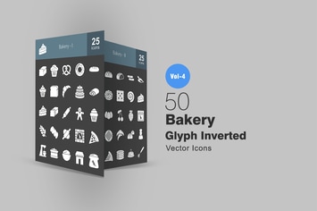 50 Bakery Glyph Inverted Icons