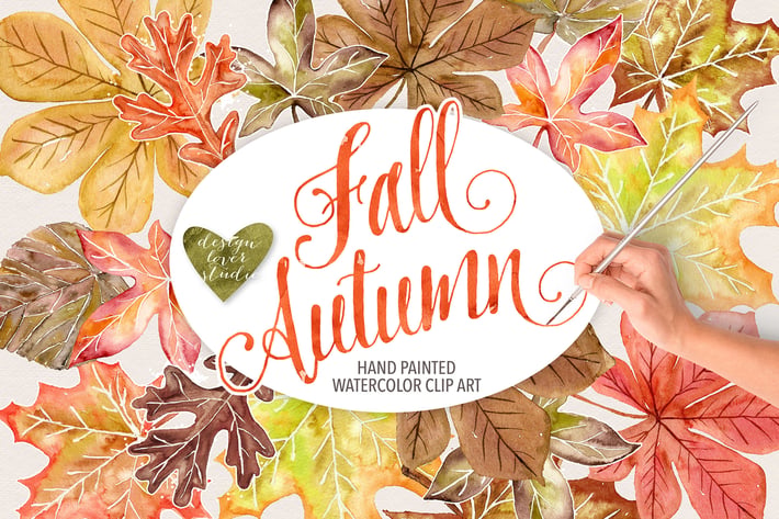 Watercolor autumn leaves