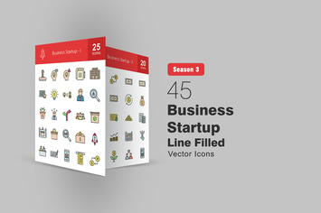45 Business Startup Filled Line Icons 