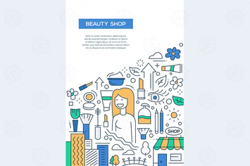 Beauty Shop - line design brochure poster template