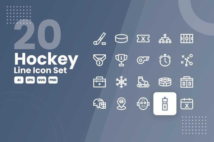20 Hockey Line Icon Set