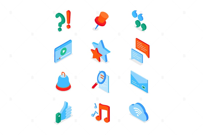 Social media symbols - modern isometric icons set