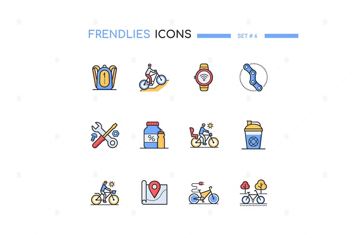 Cycling - Modern Line Design Style Icons Set