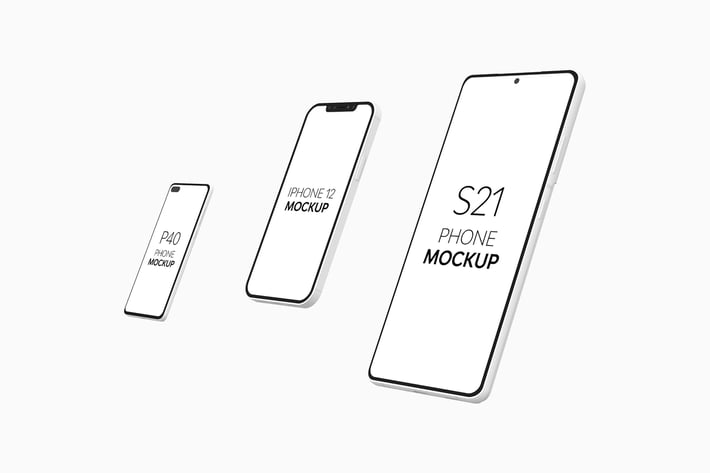 P40 Phone S21 Phone & iPhone 12 Mockup