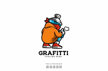 Spray Grafitti Mascot Cartoon Character Logo 