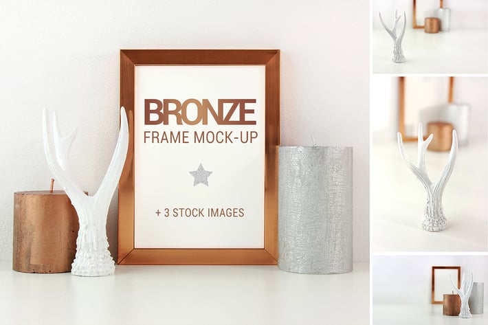 Bronze frame mockup + stock photos