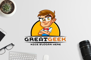 Geek Boy Mascot Logo