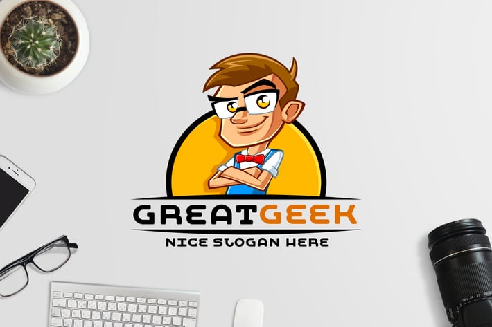 Geek Boy Mascot Logo