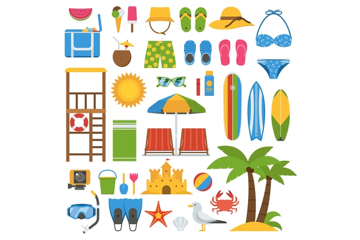 Summer Beach Icons and Elements Set