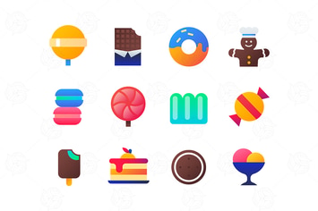 Sweets - set of flat design style icons