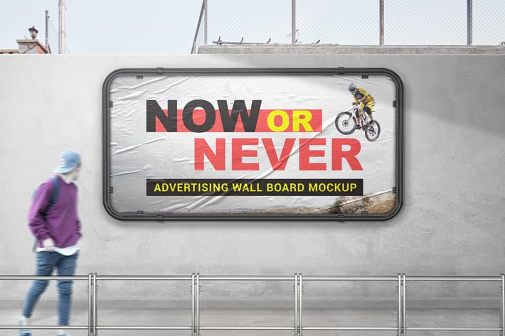 Advertising Wall Board Mockup