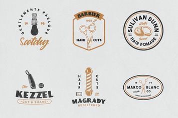12 Vintage Barber Shop Badge 