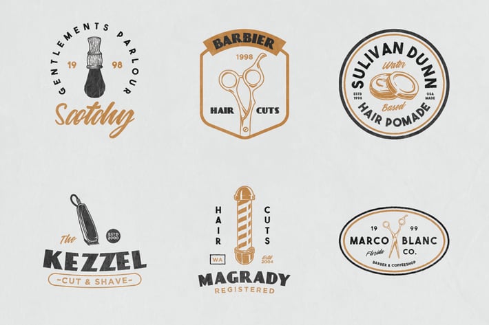 12 Vintage Barber Shop Badge 