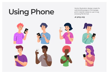 People Using Smartphone - Illustration