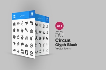 50 Circus Glyph Icons