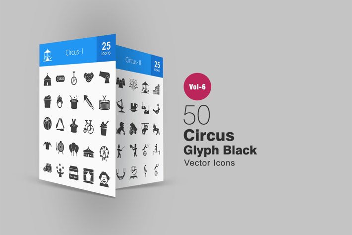 50 Circus Glyph Icons