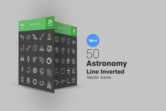50 Astronomy Line Inverted Icons
