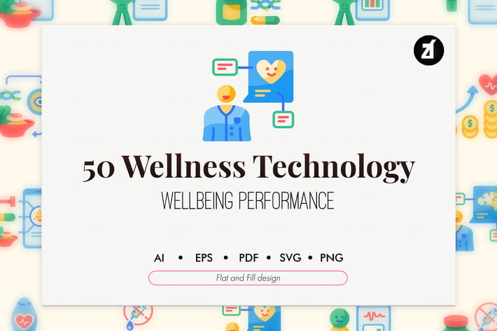 50 Wellness technology icon pack