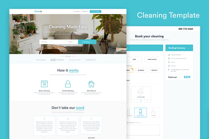 Cleaning Landing Page Template — Cleanly