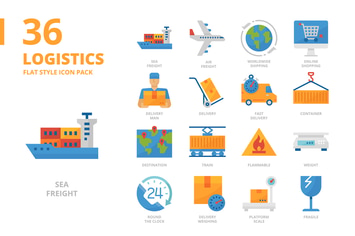 Logistics Flat Style Icon Set
