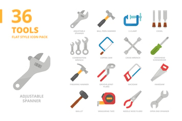 Tools Flat Style Icon Set