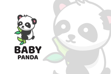 Baby Panda Cute Logo Template