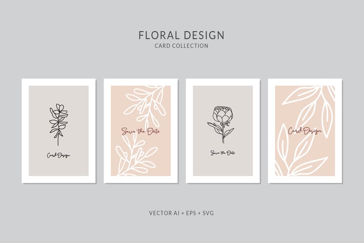 Floral Card Vector Set