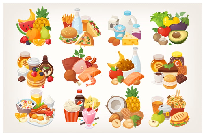 Vector food categories