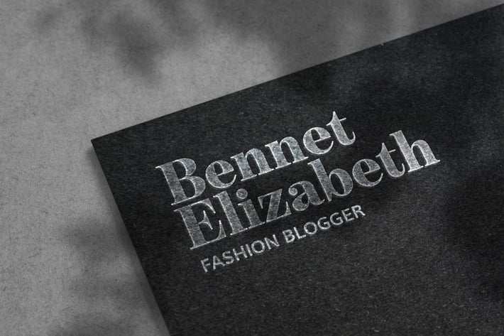 Luxury Silver Logo Mockup on Black Paper Texture