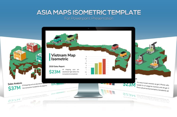 Asia Maps Isometric & Legends For Keynote