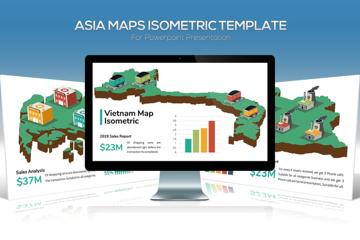 Asia Maps Isometric & Legends For Keynote